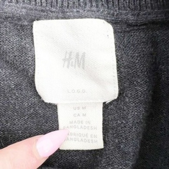 H&M Crew Neck Long Sleeve Raglan Sweater Dark Gray Size M - Picture 4 of 5